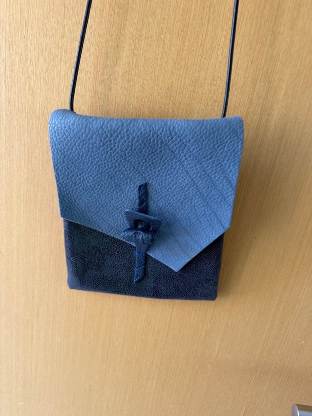 Handcrafted Two Toned Stingray Leather Artisanal Crossbody Bag Blue Casual